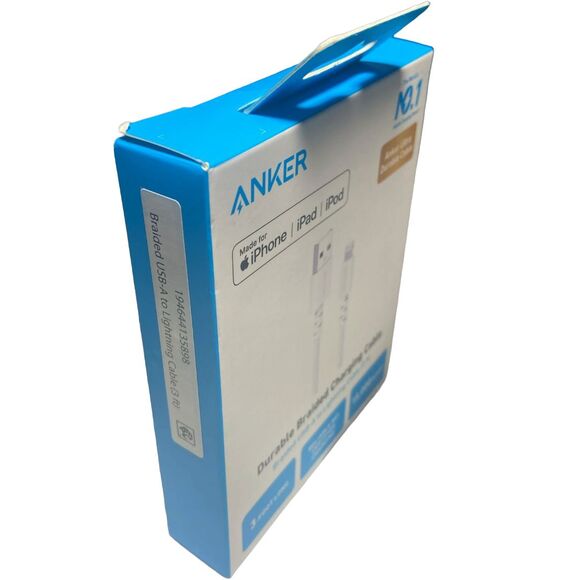 Anker 3ft Braided MFi Certified Lightning to USB-A Charging Cable – White - Picture 7 of 8